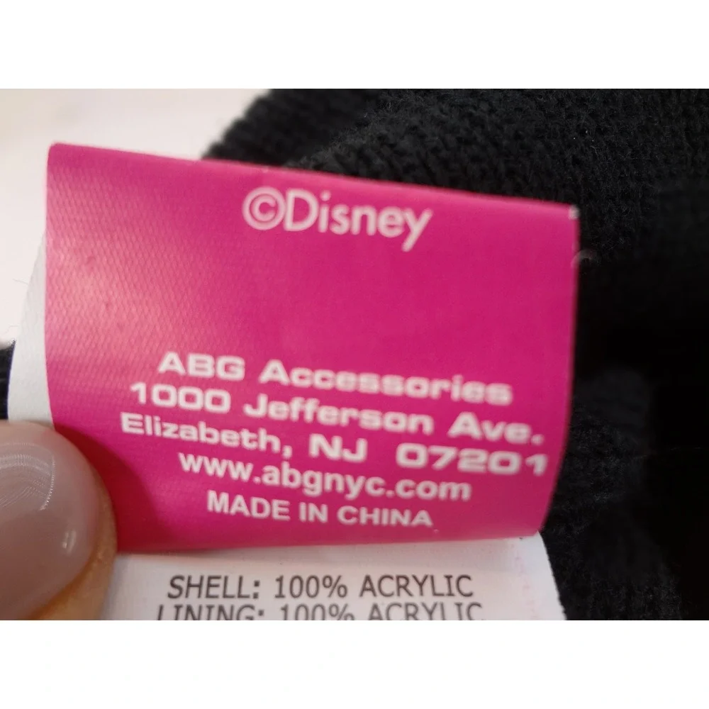 Disney Minnie Mouse Beanie Girls One Size Black Excellent Pom‎ Pom Bow Hat